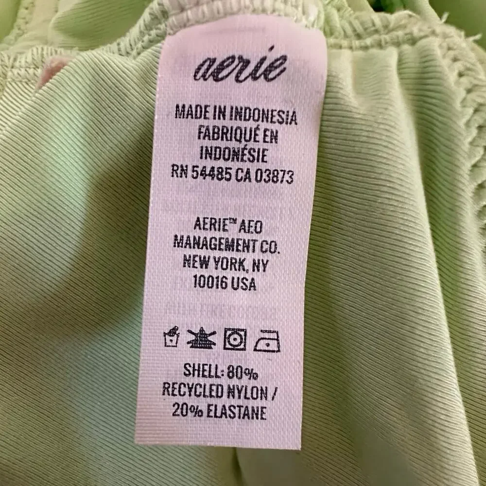 Aerie Womens Size XS Swim Bikini Top Lime Green Twist‎ Knot Front Wide Band NWT - Picture 5 of 7